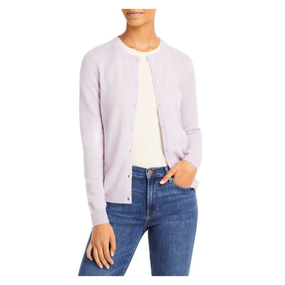 Designer Brand Womens Pink Cashmere Long Sleeve Wear To Work Button Up Sweater L